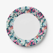 Kleurrijk tropisch patroon papieren bordje (Voorkant)