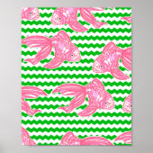 Kleurrijk Tropisch Roze Vispatroon Poster (Voorkant)