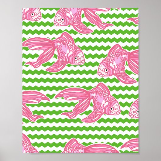 Kleurrijk Tropisch Roze Vispatroon Poster (Voorkant)