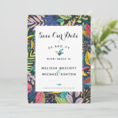 Kleurrijk 🌴 Tropisch Save the Date 💍 (Staand voorkant)