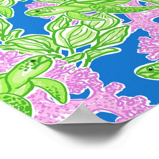 Kleurrijk tropisch schildpadpatroon poster (Hoek)