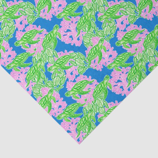 Kleurrijk Tropisch Schildpadpatroon Tissuepapier (Detail)