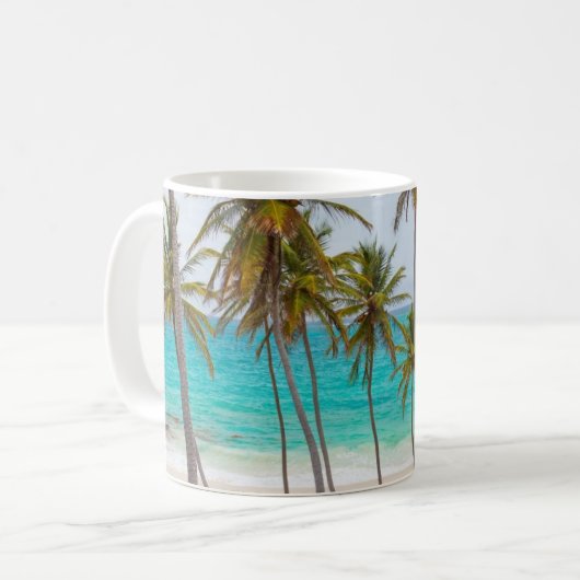 Kleurrijk tropisch strand koffiemok (Voorkant links)