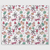 Kleurrijk tropisch strandvakantiepatroon cadeaupapier (Vlak)