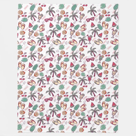 Kleurrijk tropisch strandvakantiepatroon fleece deken (Voorkant)