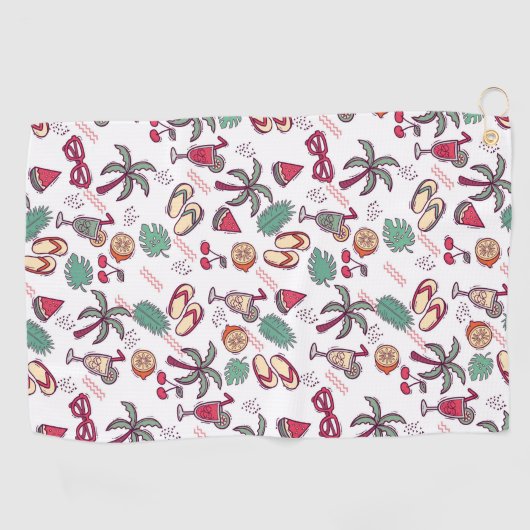 Kleurrijk tropisch strandvakantiepatroon golfhanddoek (Horizontaal)