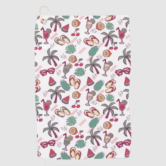 Kleurrijk tropisch strandvakantiepatroon golfhanddoek (Voorkant)