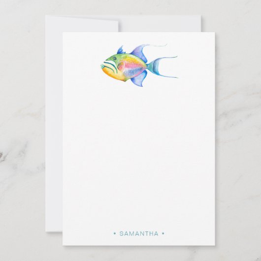 Kleurrijk tropisch vis gepersonaliseerd briefpapie notitiekaartje (Voorkant)