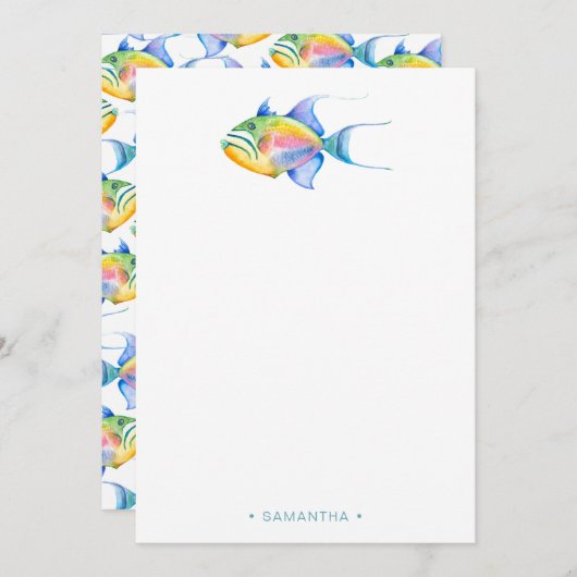 Kleurrijk tropisch vis gepersonaliseerd briefpapie notitiekaartje (Voorkant / Achterkant)
