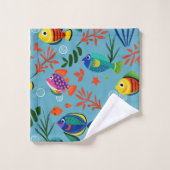 Kleurrijk Tropisch Vis Onderwaterpatroon Bad Handdoek (Wasdoekje)