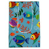 Kleurrijk Tropisch Vis Onderwaterpatroon Medium Cadeauzakje (Achterkant)