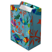Kleurrijk Tropisch Vis Onderwaterpatroon Medium Cadeauzakje (Achterkant Gekanteld)