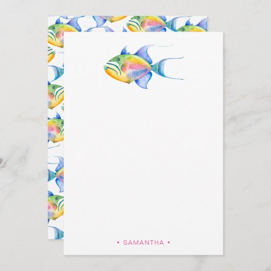 Kleurrijk Tropisch Vis Persoonlijk Briefpapier Notitiekaartje (Voorkant / Achterkant)