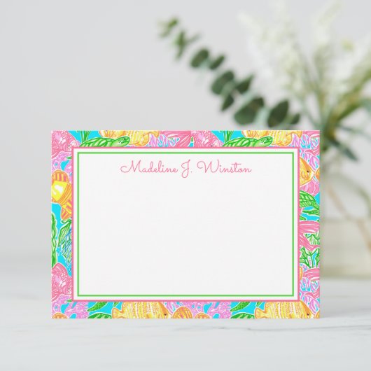 Kleurrijk tropisch vispatroon notitiekaartje (Staand voorkant)