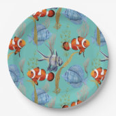Kleurrijk tropisch vispatroon papieren bordje (Voorkant)