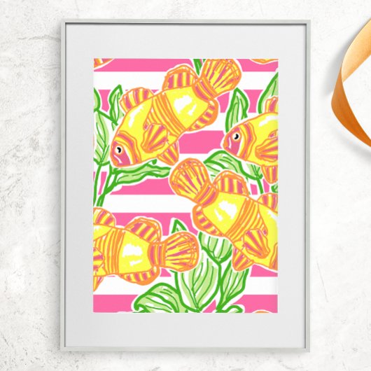 Kleurrijk tropisch vispatroon poster