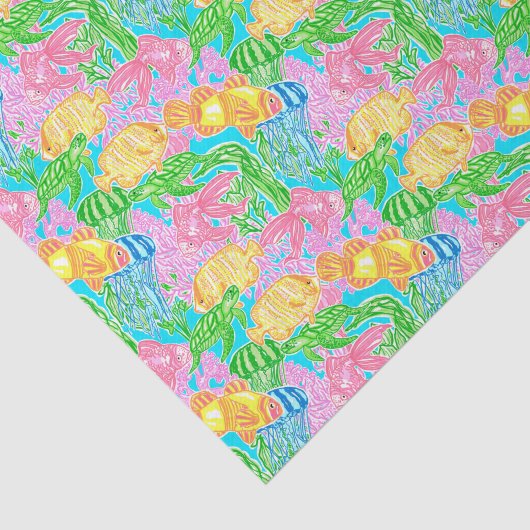 Kleurrijk tropisch vispatroon tissuepapier (Detail)