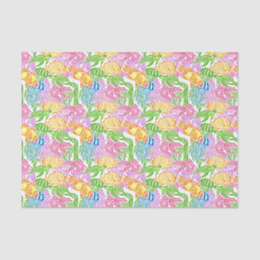 Kleurrijk tropisch vispatroon tissuepapier (Voorkant)