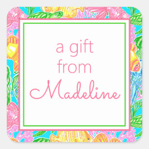 Kleurrijk tropisch vispatroon vierkante sticker