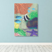 Kleurrijk tropisch visschilderdoek canvas afdruk (Insitu (Houten vloer))