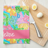 Kleurrijk Tropisch Vissen Patroon Gepersonaliseerd Theedoek (Quarter Fold)