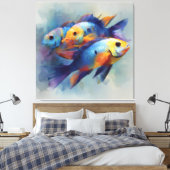 Kleurrijk Tropisch Vissen Triptiek Canvas Wandkuns Afdruk (Insitu (Slaapkamer))