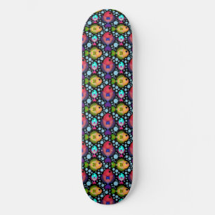 Kleurrijk Tropisch Vissenpatroon op Zwart Persoonlijk Skateboard