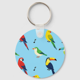 Kleurrijk Tropisch Vogels Patroon Sleutelhanger