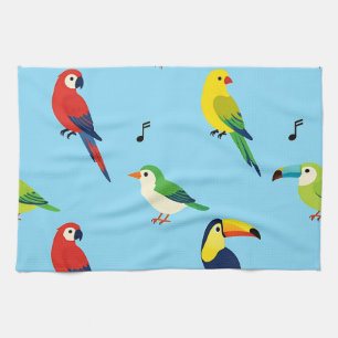 Kleurrijk Tropisch Vogels Patroon Theedoek