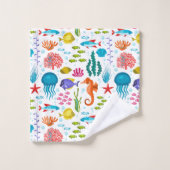 Kleurrijk tropisch zeeleven en dierenpatroon bad handdoek (Wasdoekje)