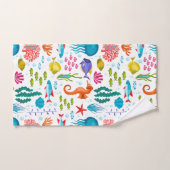 Kleurrijk tropisch zeeleven en dierenpatroon bad handdoek (Handdoek)