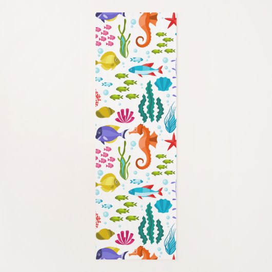 Kleurrijk tropisch zeeleven en dierenpatroon yogamat (Voorkant)