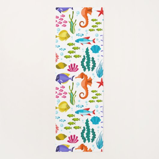 Kleurrijk tropisch zeeleven en dierenpatroon yogamat (Achterkant)