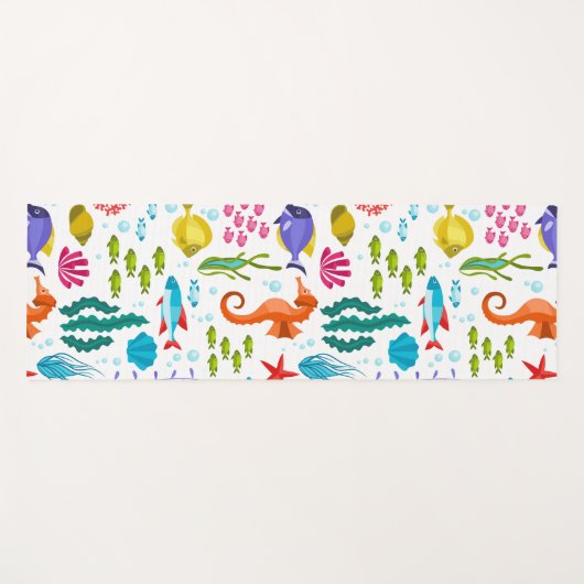 Kleurrijk tropisch zeeleven en dierenpatroon yogamat (Voorkant (horizontaal))