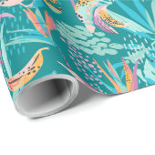 Kleurrijk tropische bloemen en bladpatroon cadeaupapier (Rol Hoek)