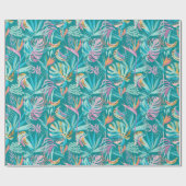 Kleurrijk tropische bloemen en bladpatroon cadeaupapier (Vlak)