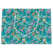 Kleurrijk tropische bloemen en bladpatroon groot cadeauzakje (Voorkant)