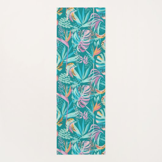 Kleurrijk tropische bloemen en bladpatroon yogamat (Achterkant)