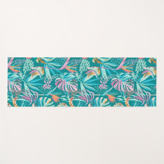 Kleurrijk tropische bloemen en bladpatroon yogamat (Voorkant (horizontaal))
