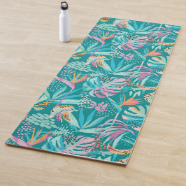 Kleurrijk tropische bloemen en bladpatroon yogamat