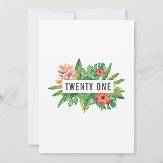 Kleurrijk Tropische Planten Eenentwintigste Verjaa Kaart (Achterkant)