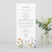 Kleurrijk Trouwmenu met Wilde Bloemen Menu (Staand voorkant)