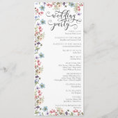 Kleurrijk Trouwprogramma met Wilde Bloemen en Rust Menu (Achterkant)