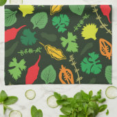 Kleurrijk tuin-kruidenpatroon donker patroon theedoek (Gevouwen)