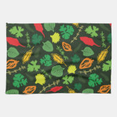 Kleurrijk tuin-kruidenpatroon donker patroon theedoek (Horizontaal)