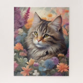 Kleurrijk tuinavontuur van kat legpuzzel (Verticaal)