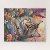 Kleurrijk tuinavontuur van kat legpuzzel (Horizontaal)