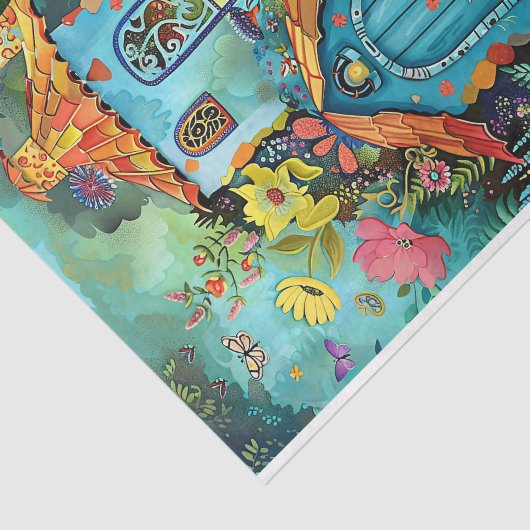 KLEURRIJK TUINHUIS DECOUPAGE TISSUE PAPIER (Detail)