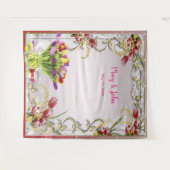 Kleurrijk Tulp Bloem Bruiloft Foto Achtergrond Wandkleed (Voorkant (horizontaal))