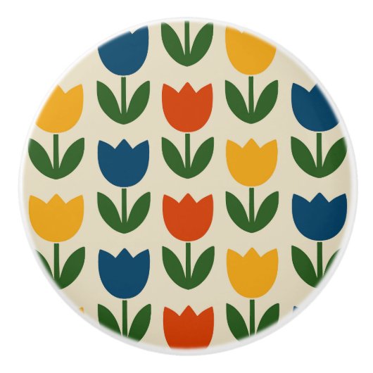 Kleurrijk Tulp Patroon Keramische Knop (Voorkant)